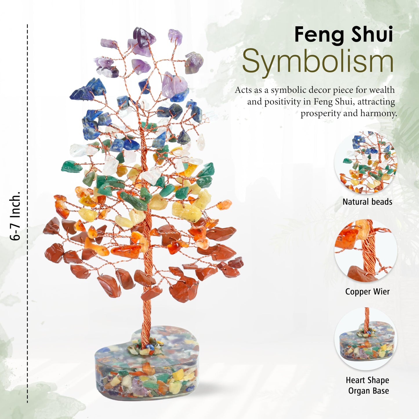 Crocon® 7 Chakra Heart Shape Base Crystals Tree, Birthday Gifts for Women, Healing Crystals Tree of Life, Positive Energy, Good Luck, Home Office Decor Gifts, Gift for Women - Sister Mom & Grandma