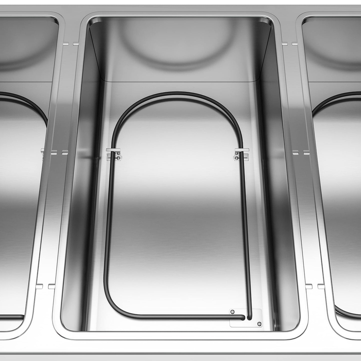 KoolMore 3-Pan Open Well Electric Stainless Steel Steam Table Food Warmer for Buffets with Sneeze Guard, Overshelf, Undershelf, Warming Control Knobs, Front Serving Area [120V] (KM-OWS-3SG), Silver