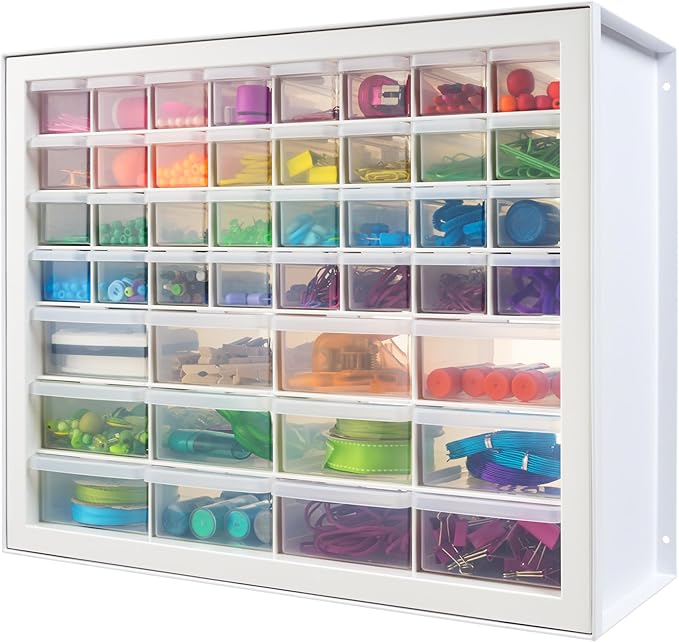 IRIS USA Small Parts Storage Cabinet, Made in USA, 44-Drawer Organizer for Screws, Nuts, Bolts, Electronics, Hardware, Beads, Crafts, Stackable Garage Storage, Teacher Toolbox, Scrapbook Art Ã¢ÂÂ White