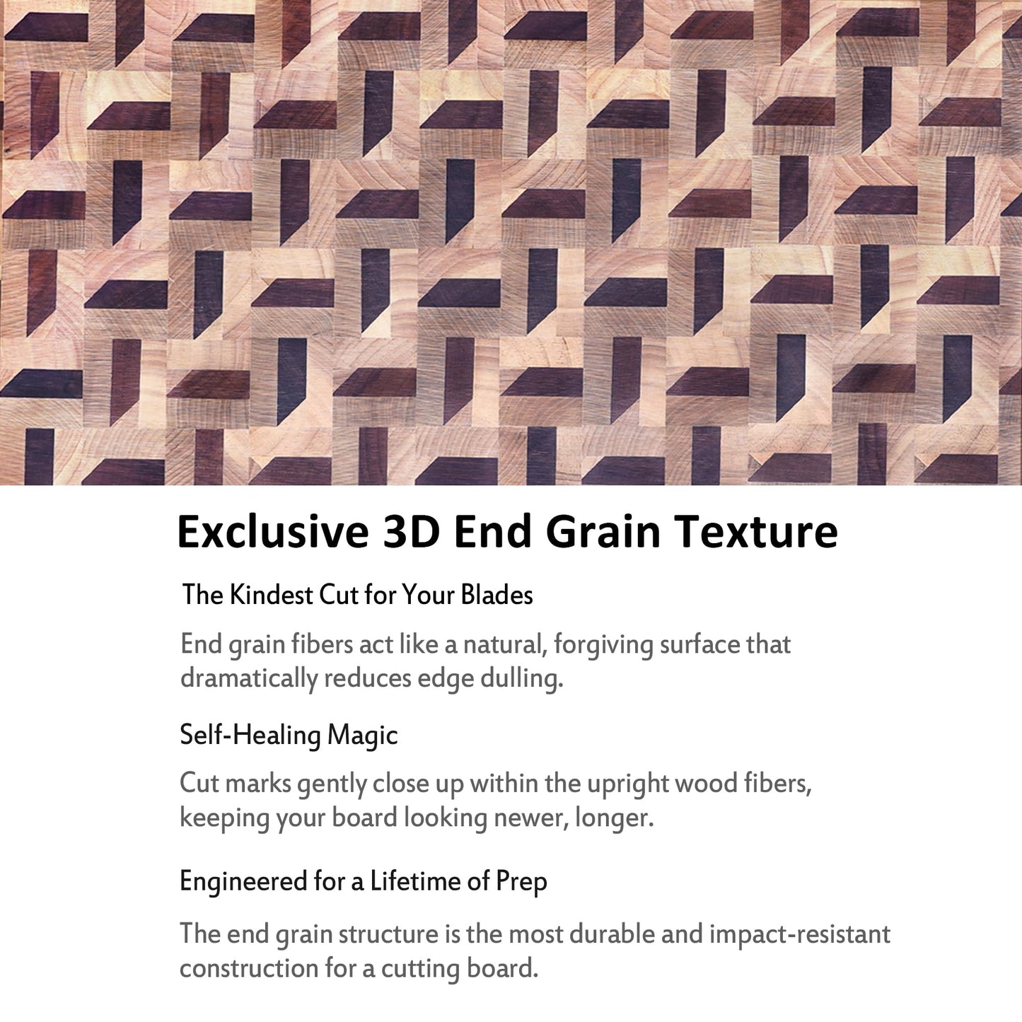 YOUSUNLONG End Grain Cutting Board - 3D Zigzag Pattern Walnut & Maple Butcher Block XXL Brisket Board - 24"L x 18"W x 1.5" Thick w/Juice Groove and Handles - Barbecue Tray,Cooktop Board;Cheese Board