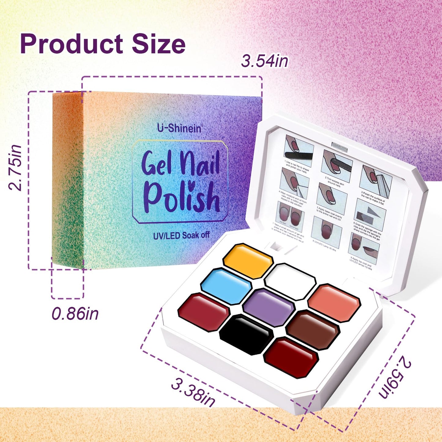 U-Shinein Gradient Painting Gel, 9 Colors Ombre Gel Nail Polish forPigment Pat Aura Nails French Manicure Soak Off UV Long-lasting Home Salon DIY Nail Art Victorian Oddity Color