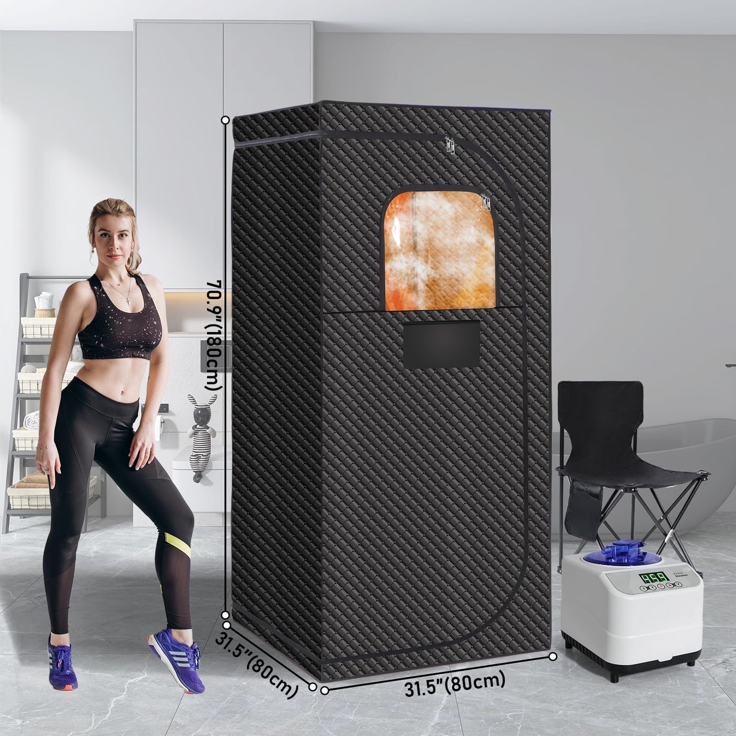 Veloqore Sauna Box for Relaxation,Portable Steam Sauna for Body Relaxation,Portable Personal SPA Steam Tent with 3L /1500W Steamer, 9 Levels Temp Control,Indoor,Outdoor