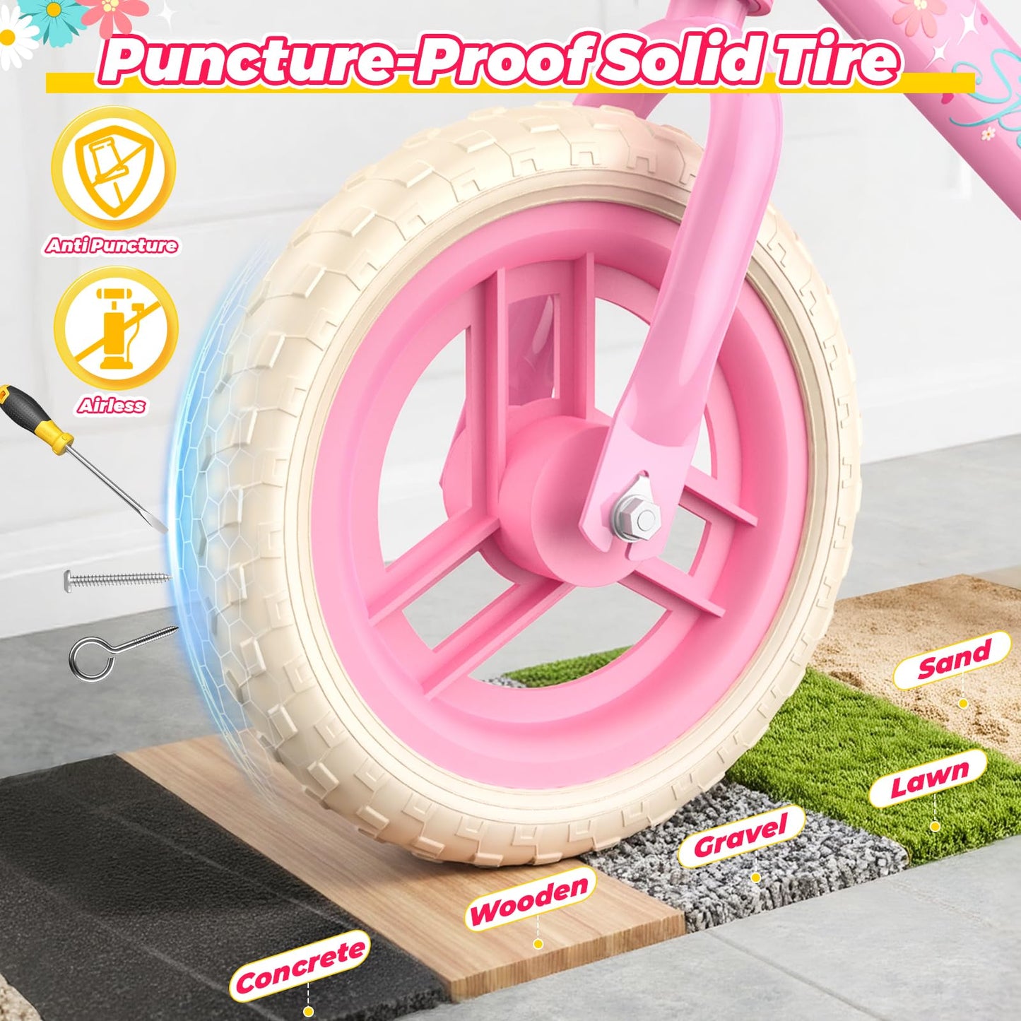 Adjustable Toddler Balance Bike for 2-5 Years Old,Kids Balance Bike with Basket,Kids Bicycle for 2 3 4 5 Years Old Girl Birthday Christmas Toy Gift,Soft Seat & Handlebar,Puncture-Proof LED Tire,Pink