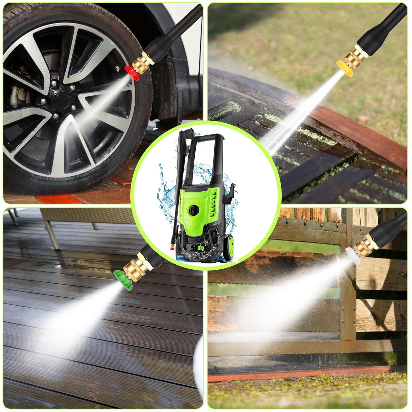 Imdot Electric Pressure Washer 5000 PSI 4.0GPM Portable Power Washer with 4 QC Nozzles, 500ML Foam Cannon for Cars/Fences/Driveways/Home/Patios Cleaning, Deep Green