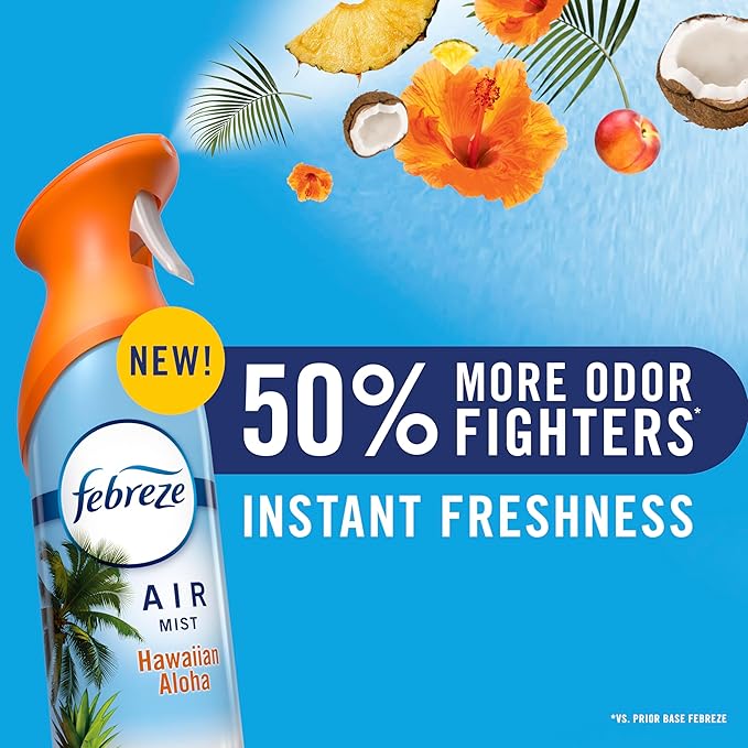 Febreze Air Mist, Air Freshener Spray, Odor Fighting Room Spray, Deodorizer for Home Bathroom Kitchen Office Apartment Dorm Room Classroom, Jasmine & Honeysuckle Scent, 8.1oz (Pack of 3)