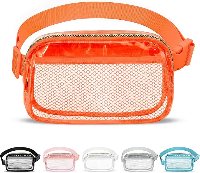 VOROLO Fanny Pack For Women And Men Crossbody Bag Belt Bag with Adjustable Strap Graduation Gifts Clear Orange-1