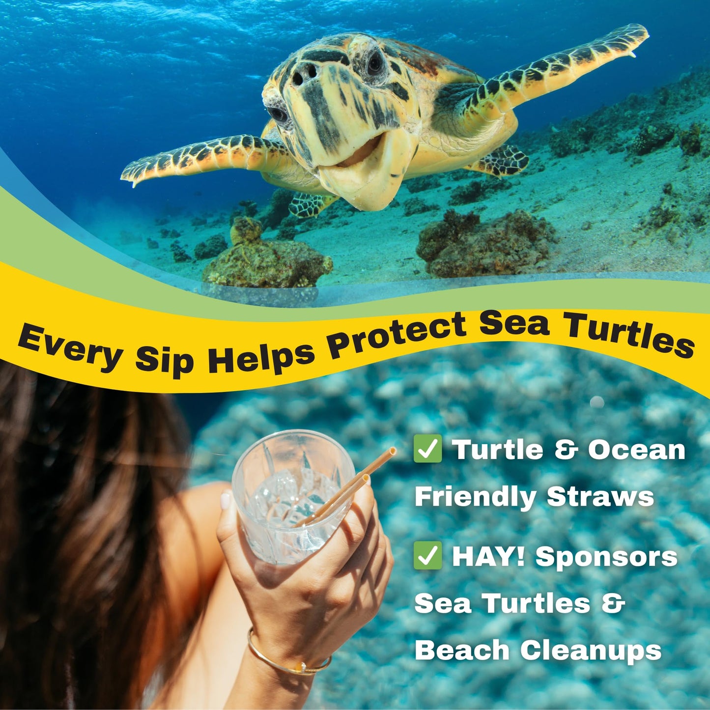 HAY! Straws® 7.75" Regular Drinking Straws | 3000 ct 100% Biodegradable and Compostable | Durable, Non-Soggy, Gluten-Free | Eco-Friendly Alternative to Plastic and Bioplastic Straws