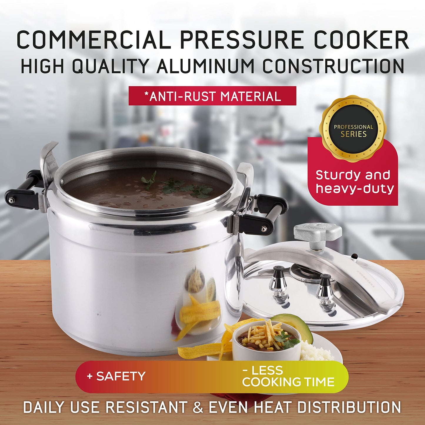 Universal (Extra Large) 53-Quart Aluminum Pressure Cooker for Professional Use – Commercial-Grade, 2 Safety Valves, Reinforced Handles, Easy-Open Lid, – Ideal for Large Kitchens, and Restaurants