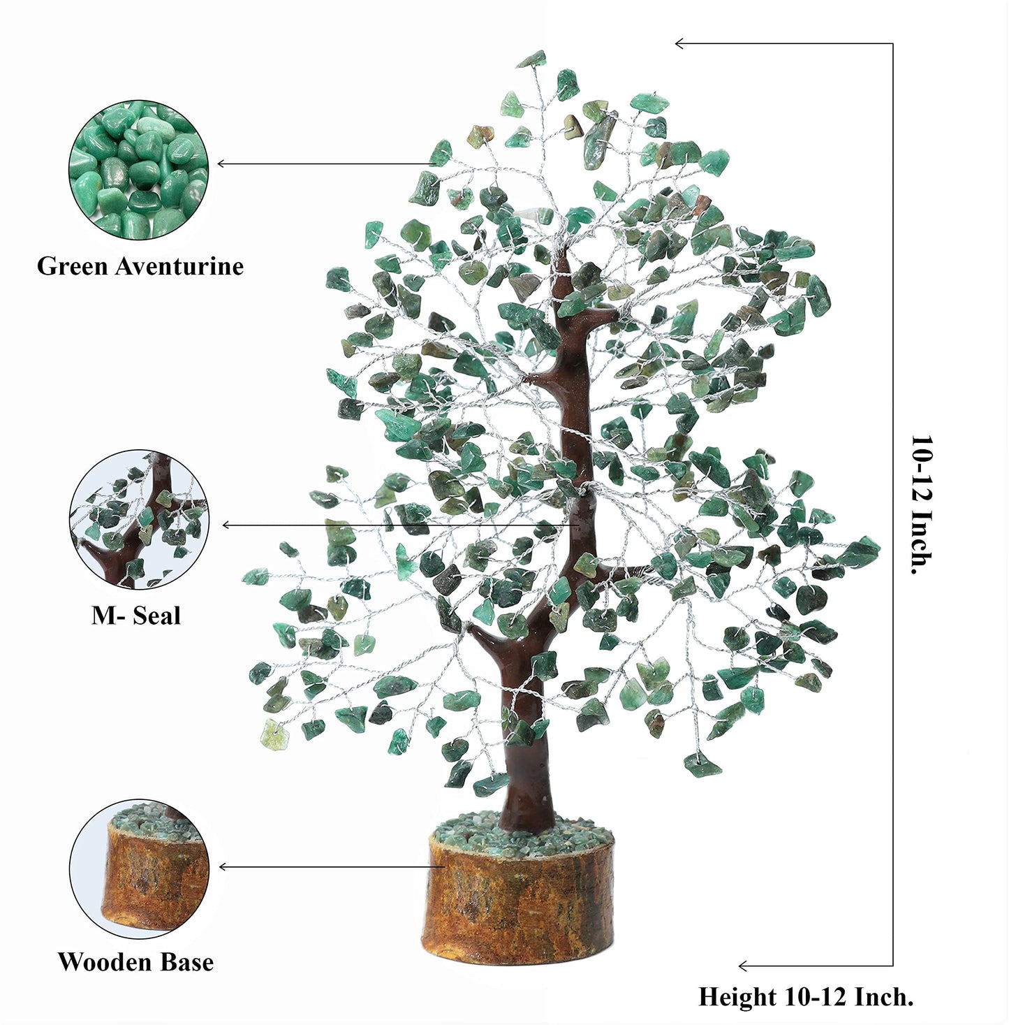Crocon® Green Aventurine Tree Gemstone Crystal Tree of Life Healing Chakra Money Healing Stone for Heart Chakra Feng Shui Good Luck Home & Room Decor Spiritual Gift of Women & Birthday Gifts