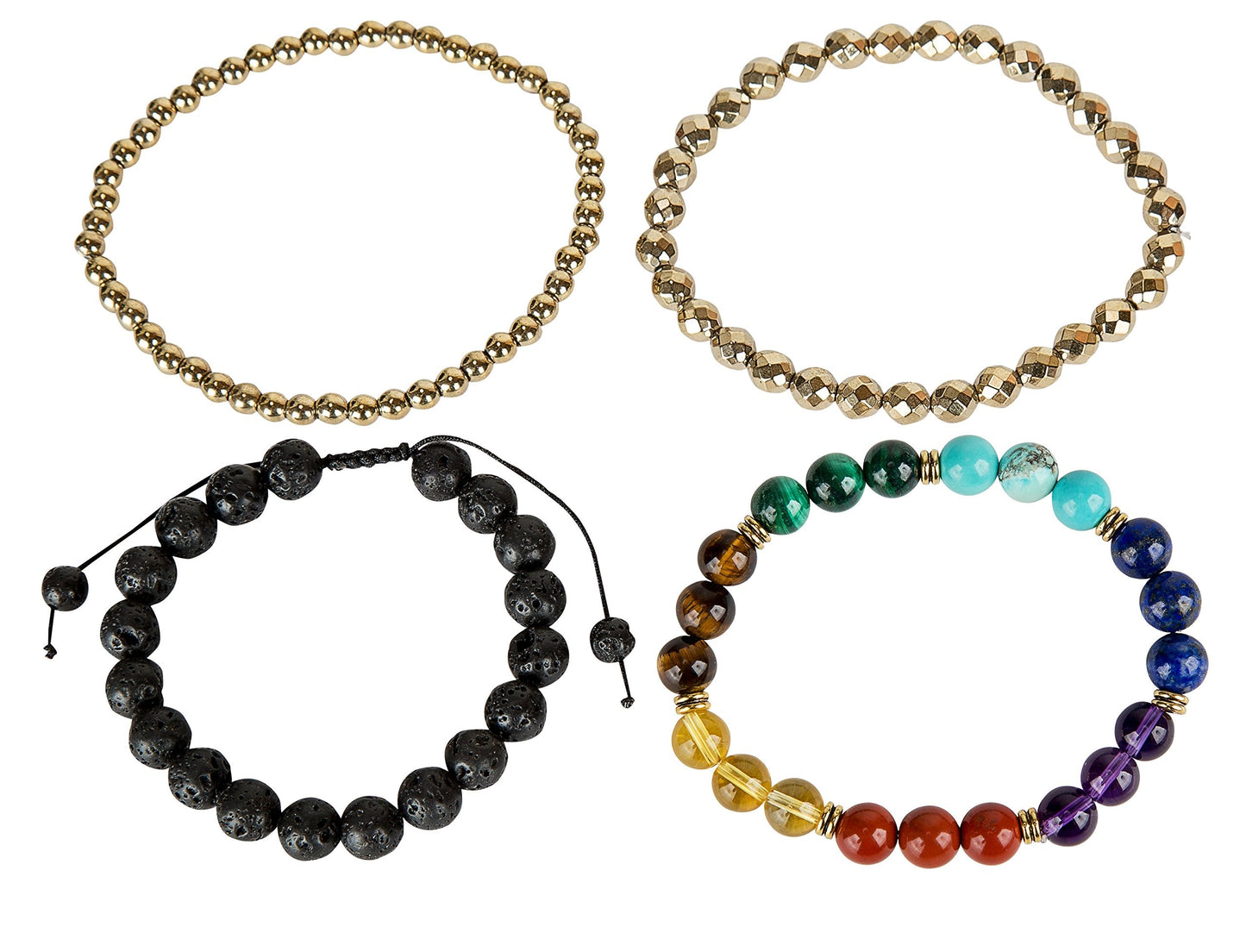 SPUNKYsoul 3 beads Set each stone Chakra Balancing Lava Diffuser Bracelet Authentic Crystal Stones for Women Collection