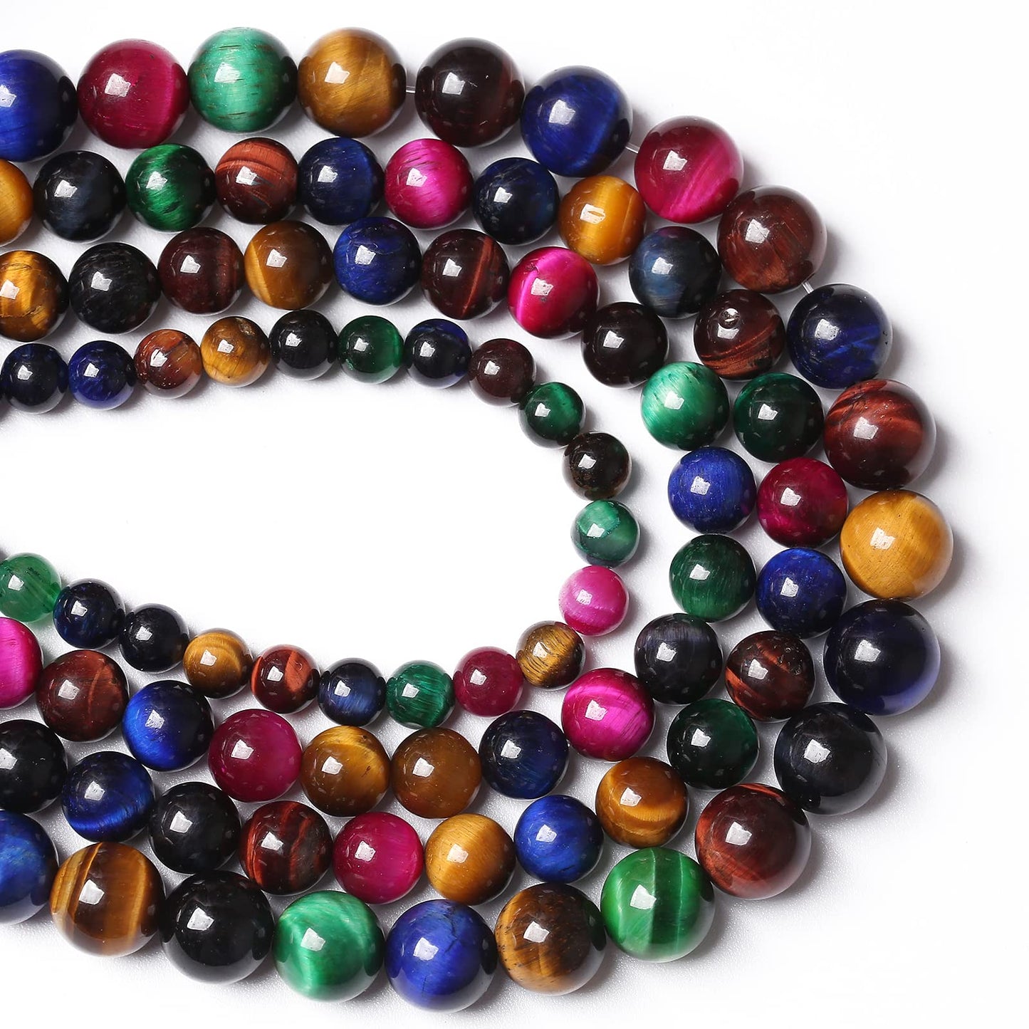 4MM 88PCS Colorful Tiger Eye Natural Stone Beads Crystal Spacer Loose Beads for Jewelry Making DIY Bracelet 1 Strand 15 inches
