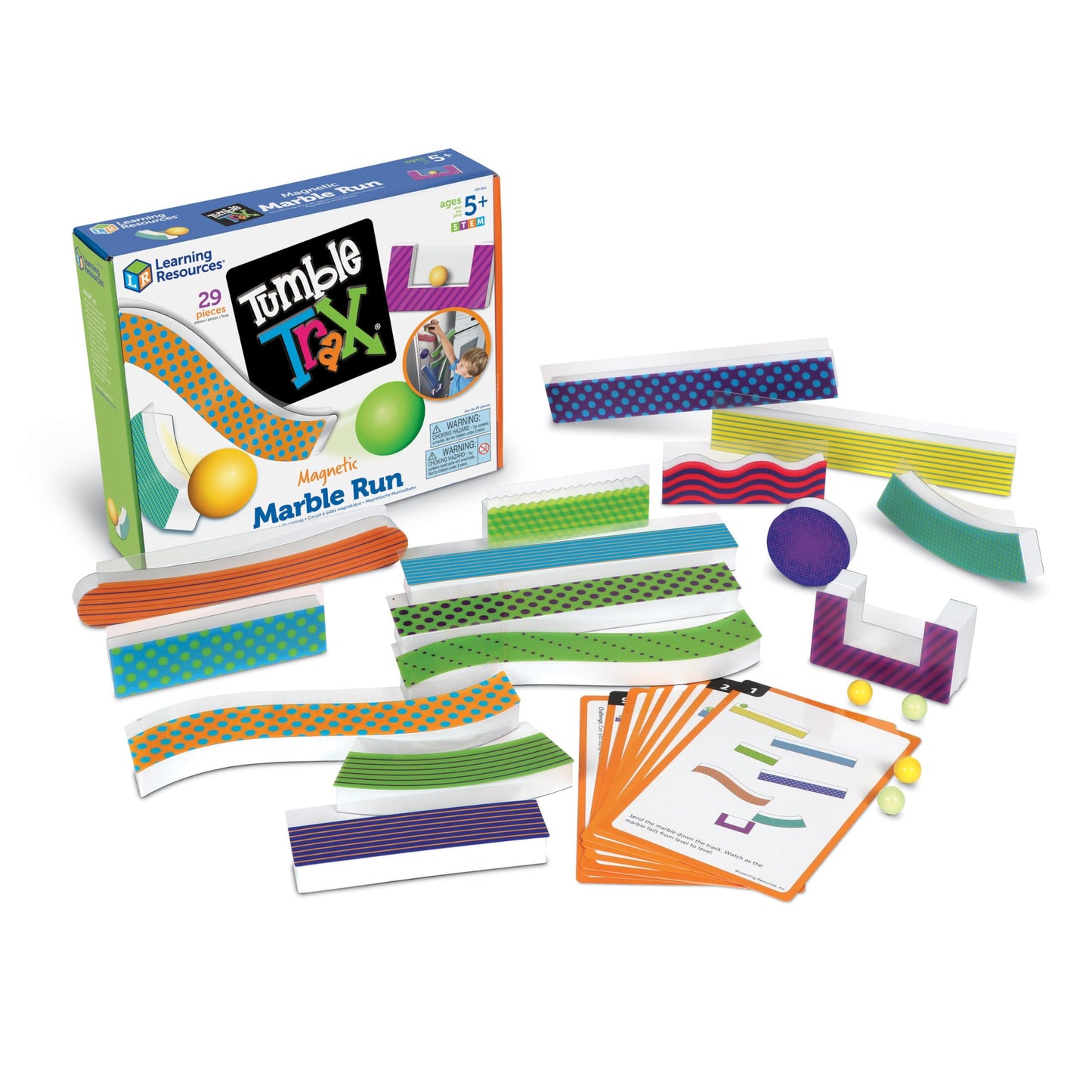 Learning Resources Tumble Trax Magnetic Marble Run - Montessori, Classroom Must Haves, Small Kinetic Magnets Balls, STEM Toys for Kids, Fine Motor Skills, Gifts for Boys and Girls, Wall Activity
