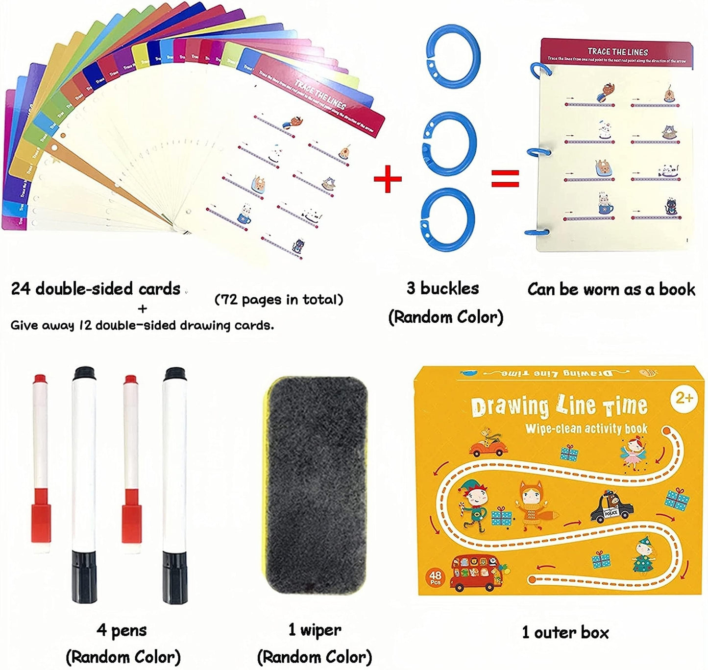 Tiiano Preschool Learning Activities for 2 Year Olds Toddler with 4 Dry Erase Markers for Preschool Classroom Montessori for 2 3 4 Years Kindergarten Workbooks