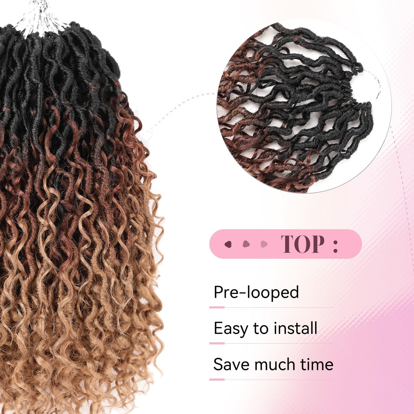 Aipin Goddess Locs Crochet Hair 18 Inch Boho River Locs Hippie Wavy Crochet With Curly Hair In Middle And Ends Braids Hair Extensions (7Packs,18 inch, 3T1B/30/27)