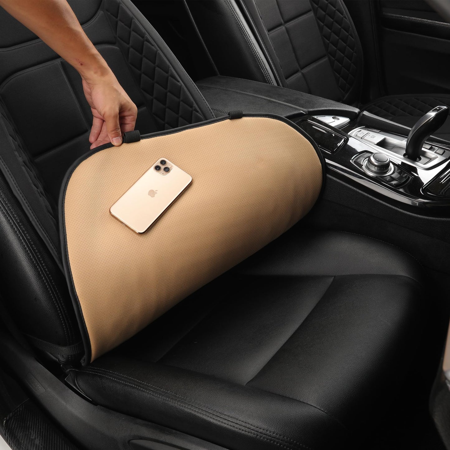 SriGM Car Seat Cushion Comfortable Seat Cover for Cars Trucks SUV Van, Full Back and Seat Cushion for Driver or Passenger Black 1 Pack