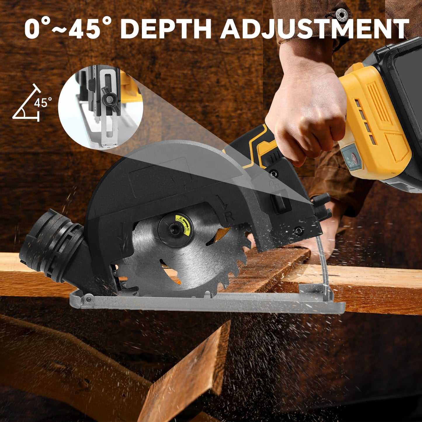 Cordless Mini Circular Saw for Dewalt 20v Battery, 4" Brushless Power Circular Saws, 12000RPM Small Circular Saw，2 Blade, Cutting Depth 0.8"(20mm) for Metal, Wood, Plastic(No battery)