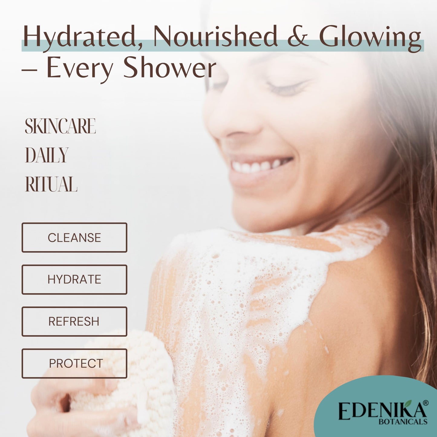 EDENIKA BOTANICALS Coconut Body Wash, Cleans, Softens & Nourishes, Ultra Moisturizing Shower Gel for Dry and Sensitive Skin, Women & Men, Organic & Natural, 16 fl oz, 2-Pack