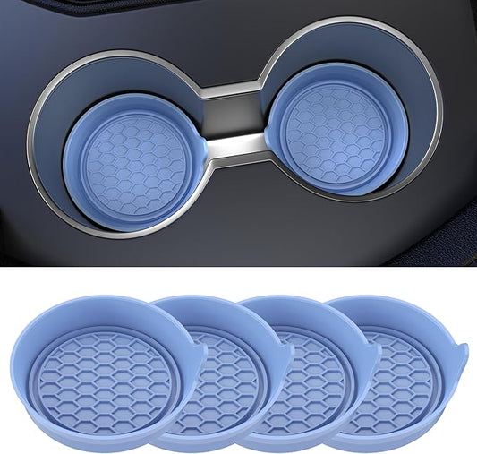 Amooca Car Cup Coaster Universal Automotive Waterproof Non-Slip Cup Holders Sift-Proof Spill Holder Car Interior Accessories 4 Pack Gray Blue