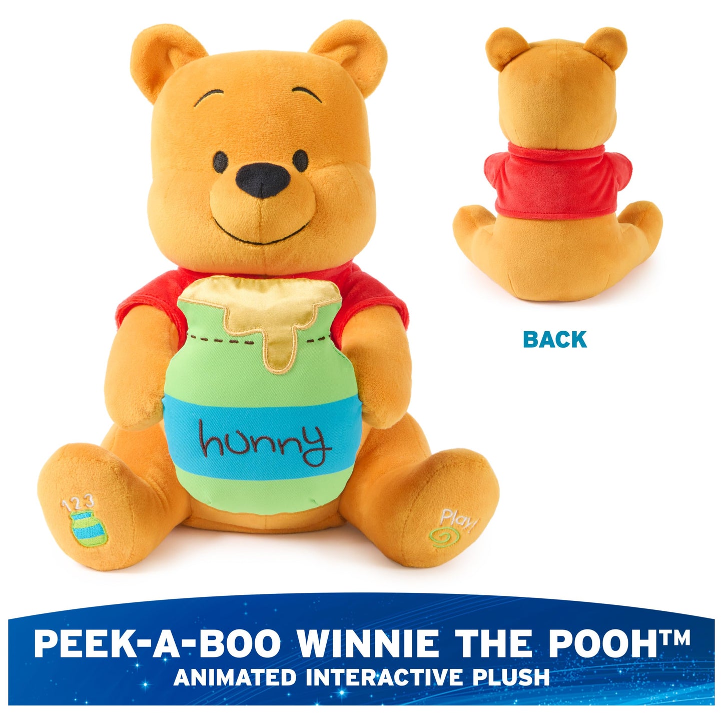 GUND Disney Official Peek-a-Boo Winnie the Pooh Plush, Interactive Stuffed Animal, Sensory Toys for Ages 0 and Up, Yellow, 11”