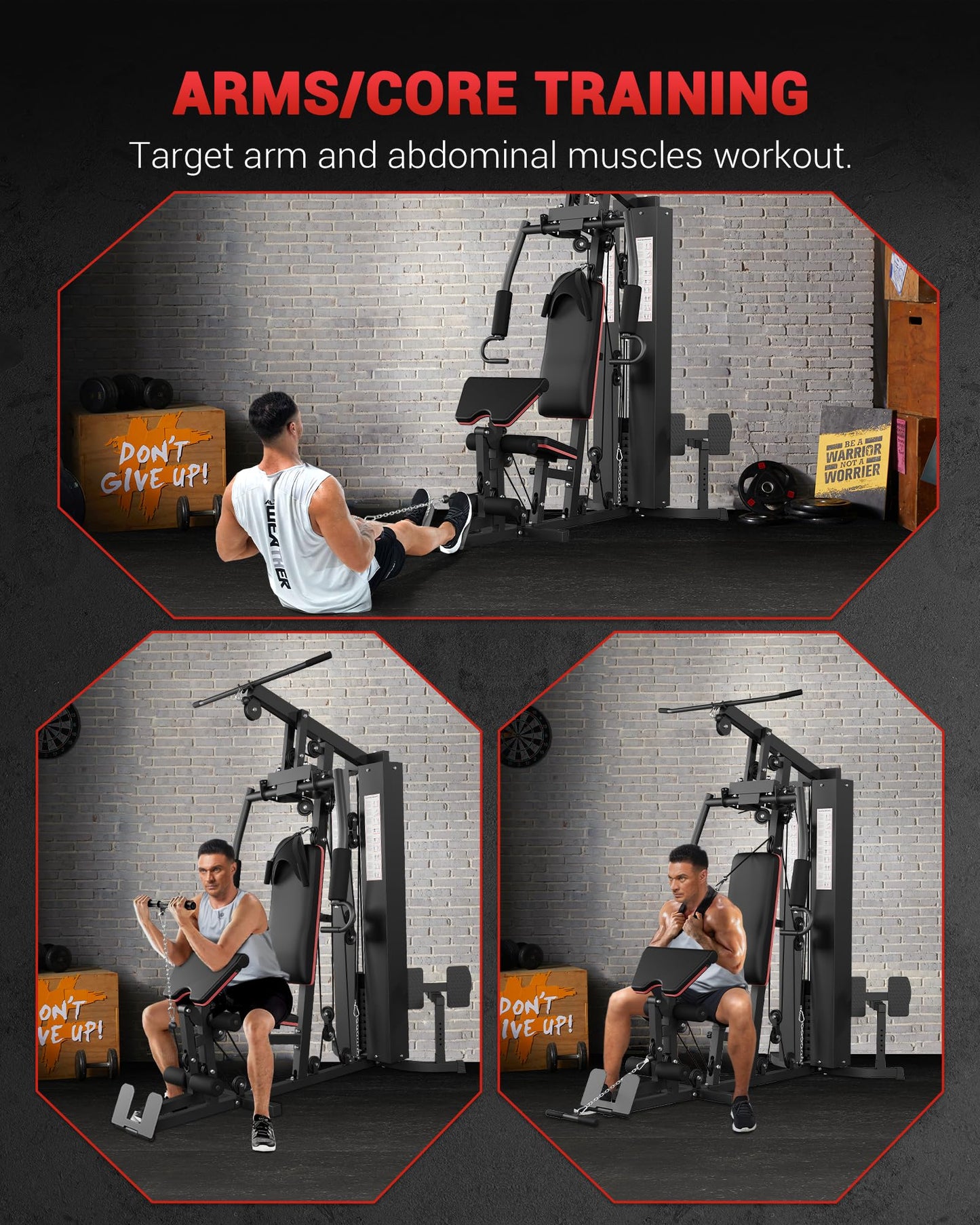 GarveeLife Home Gym Equipment Machine, Full Body Workout Machine with 150 LBS Weight Stack, Multifunctional All in One Exercise Station with Preacher Curl Pad, Leg Developer for Strength Training