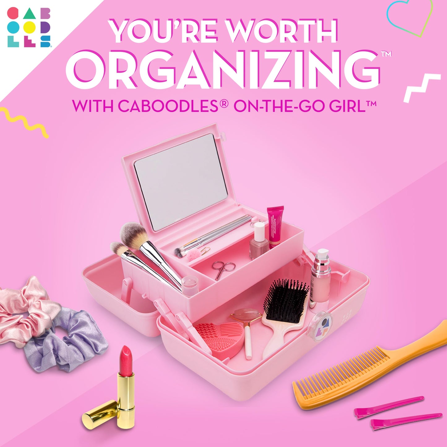 Caboodles Twilight Disco - On-the-go Girl Costmetic Organizer Make-up & Accessory Carry Case, Pink Sparkle
