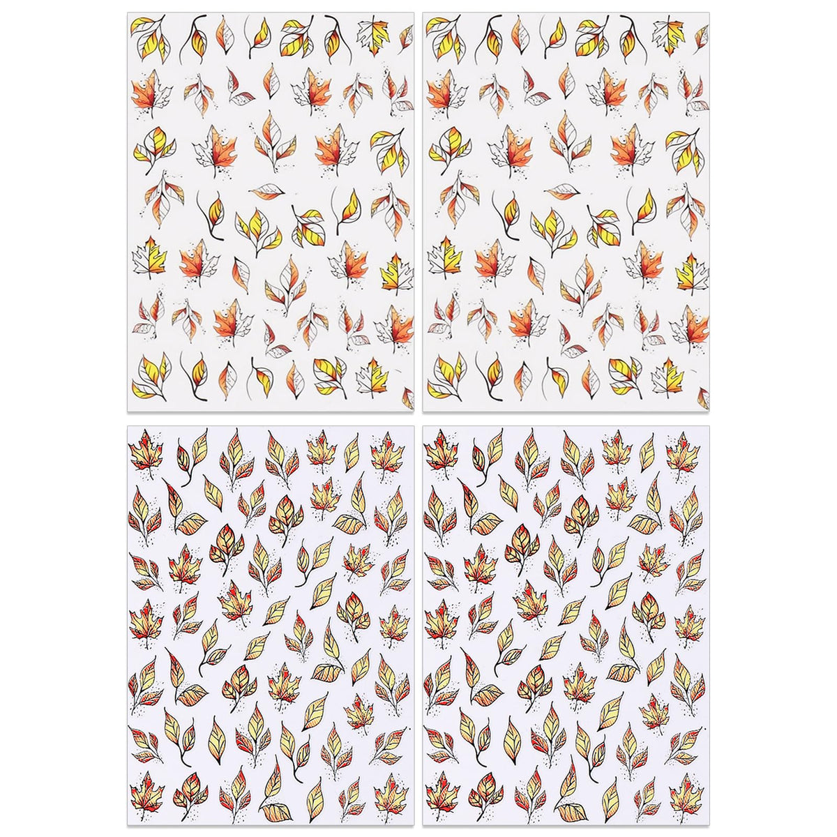 IDDFEVE Fall Nail Stickers - Autumn Withered Maple Self-Adhesive 3D Nail Decals for Women Girls DIY Thanksgiving Day Leaves Vein Manicure (4 Sheets)