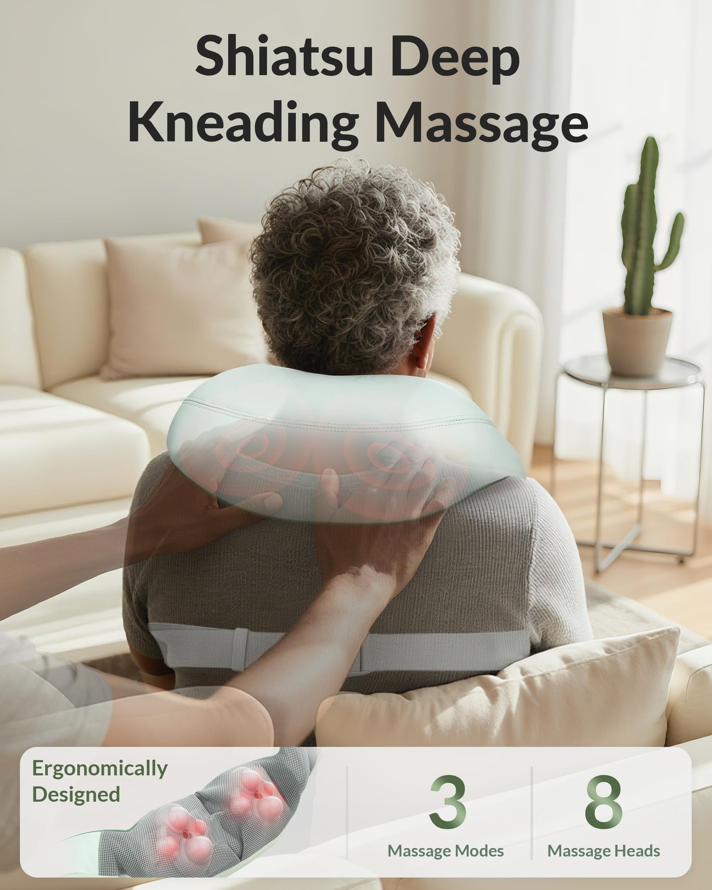 Cordless Neck Massager with Heat, Shiatsu Neck Shoulder Massager for Pain Relief Deep Tissue, 4D Kneading Back Massager Pillow, Rechargable Portable Massager, Gifts/Presents for Women, Men