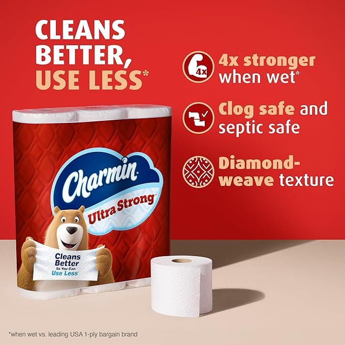 Charmin Ultra Strong Toilet Paper, 18 Mega XL = 108 Regular