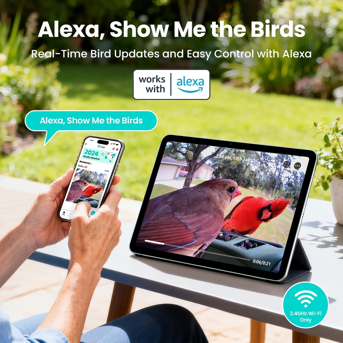 Birdfy 2 Smart Bird Feeder with Camera, Dual-Lens (2K+1080P) Camera for Live Streaming & Close-Up Photos, AI Identifies Bird Species, Solar-Powered Backyard Birdwatching Gift