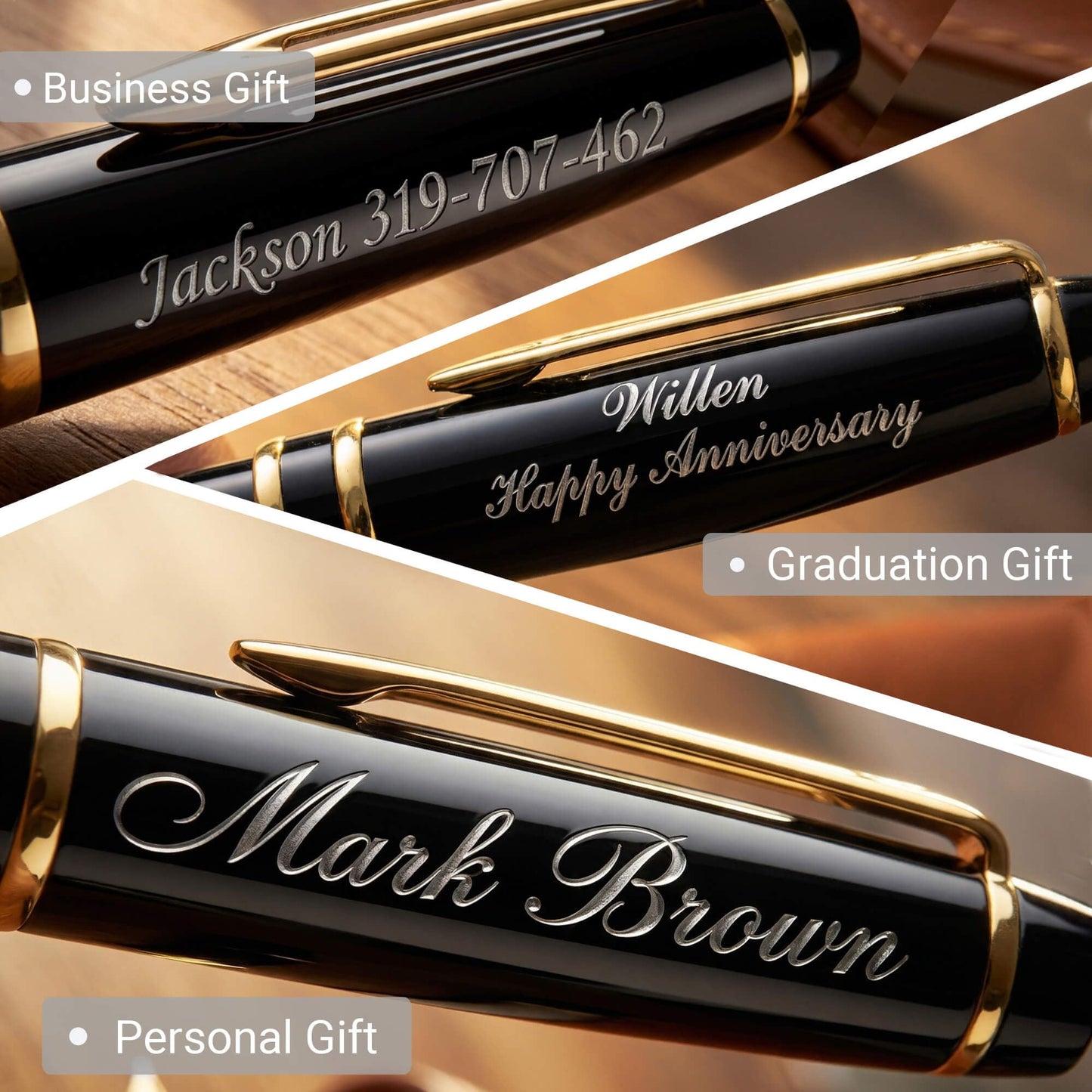 Yastar Customize Gift Pen with a Wallet, Fancy Business Gift set Ballpoint Pen with 2 Black Ink Refills Quality Pens Metal Body - Custom with Names Message -for Family Colleague Elder Friends