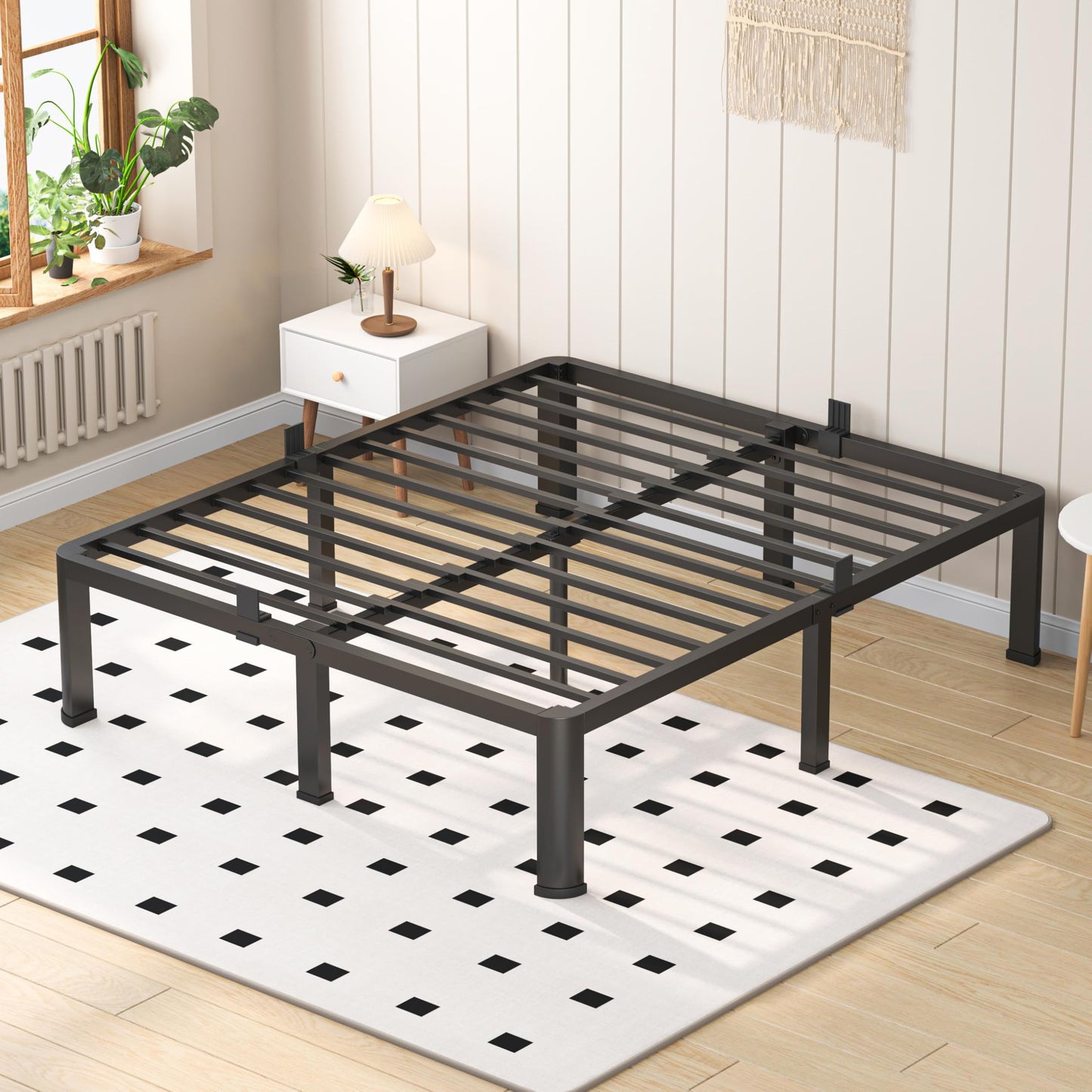 VIPSHOW 14 Inch King Heavy Duty 3500 lbs Bed Frame with Round-Corner Legs & Anti-Squeak Design – Quick Assembly Metal Platform, No Box Spring Needed