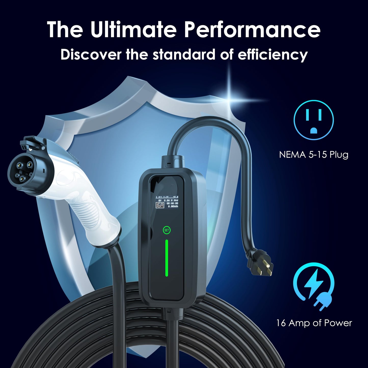 RexingUSA Level 2 EV Charger, NEMA 14-50, 250V 32 Amp, 17 ft Extension Cord & J1772 Cable - Fast Charging for All J1772 EVs