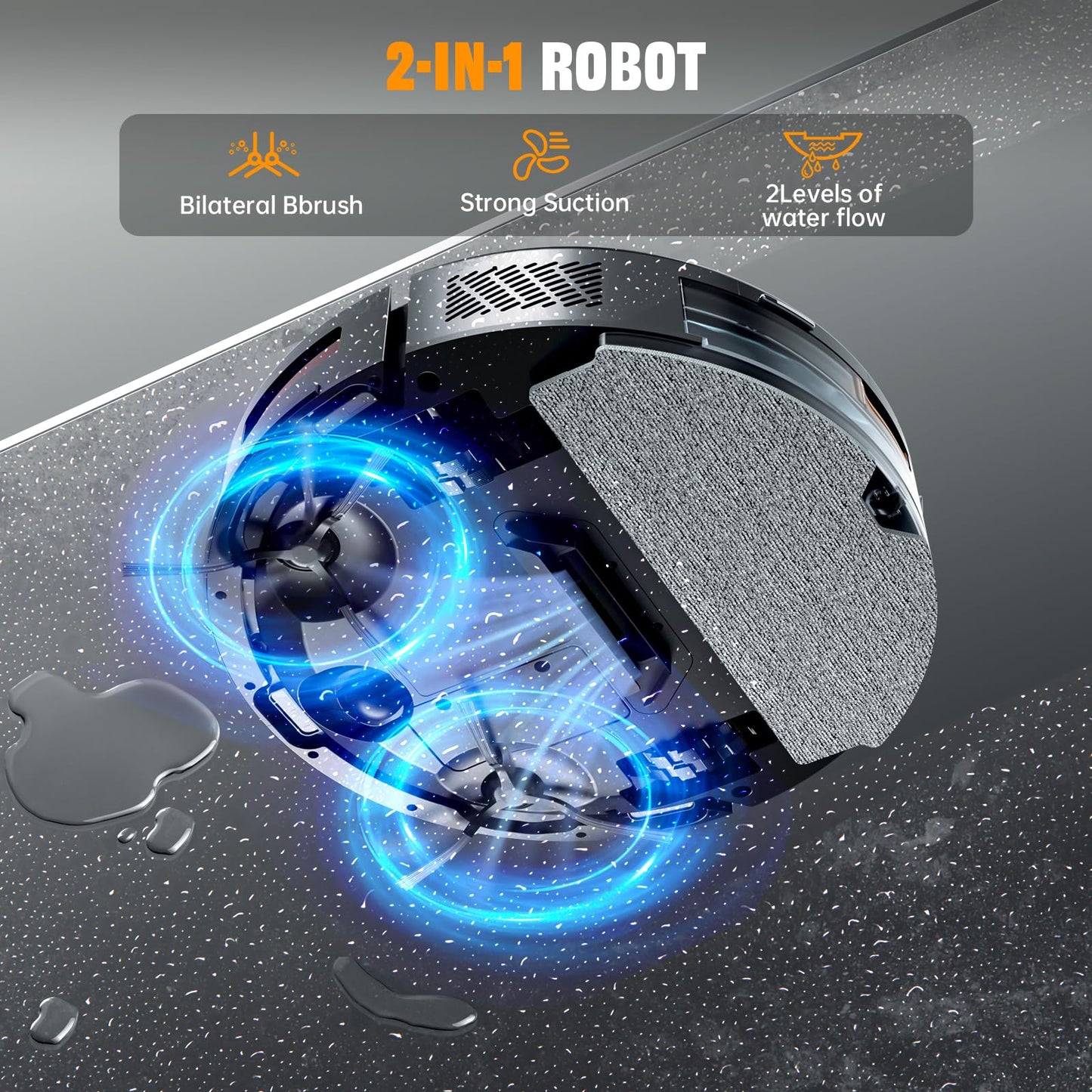 XIEBro Robot Vacuum and Mop Combo, 2 in 1 Robotic Vacuums Cleaner with 6500Pa Max Suction, App/Wi-Fi/Voice, Robot Vacuum with Schedule, Self-Charging, Slim, for Pet Hair, Hard Floor, Carpet