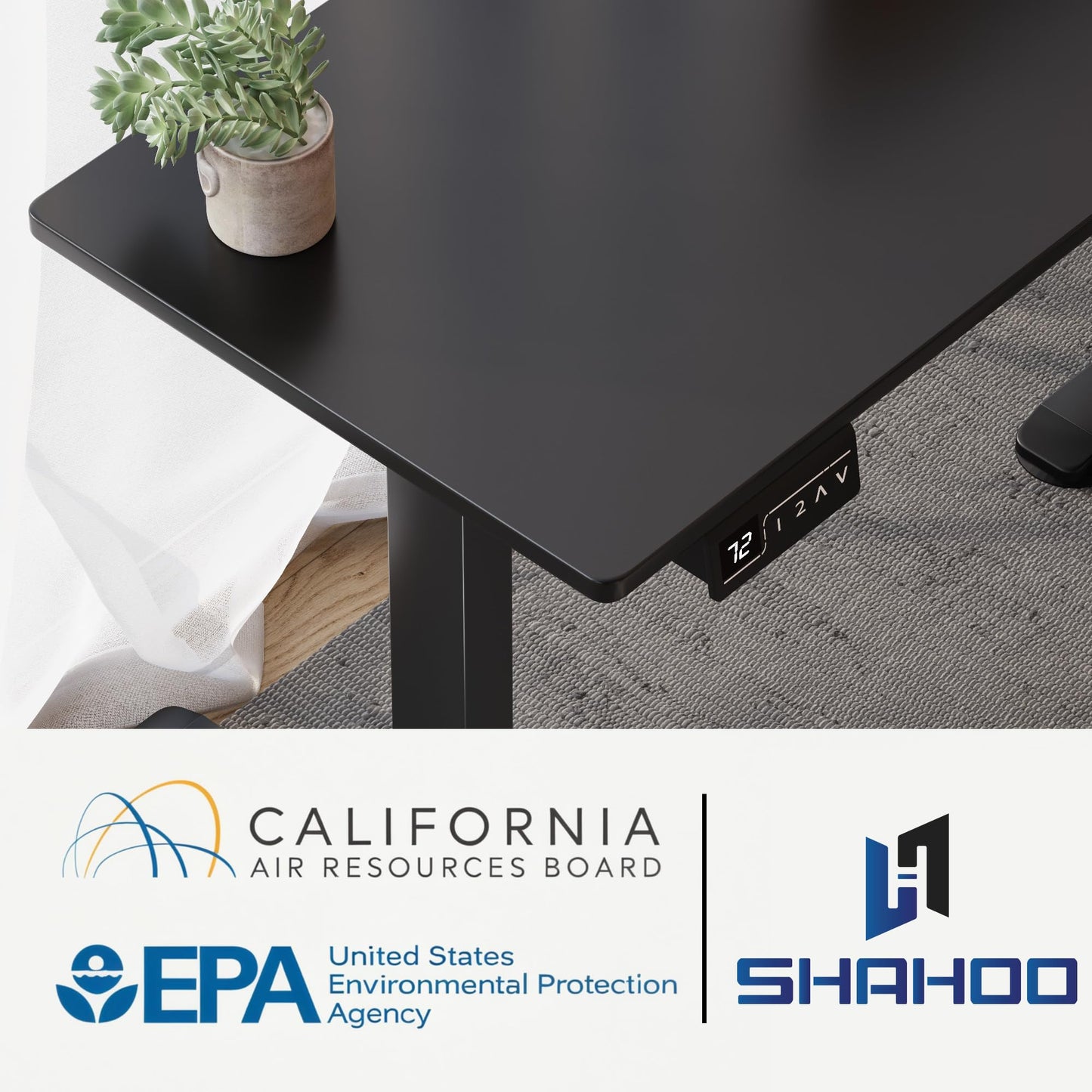 Shahoo L-Shaped Electric Standing Desk, 63 x 55 Inches Height Adjustable Coner Table, Home Office Computer Workstation, Black, 63 x 55 Inch