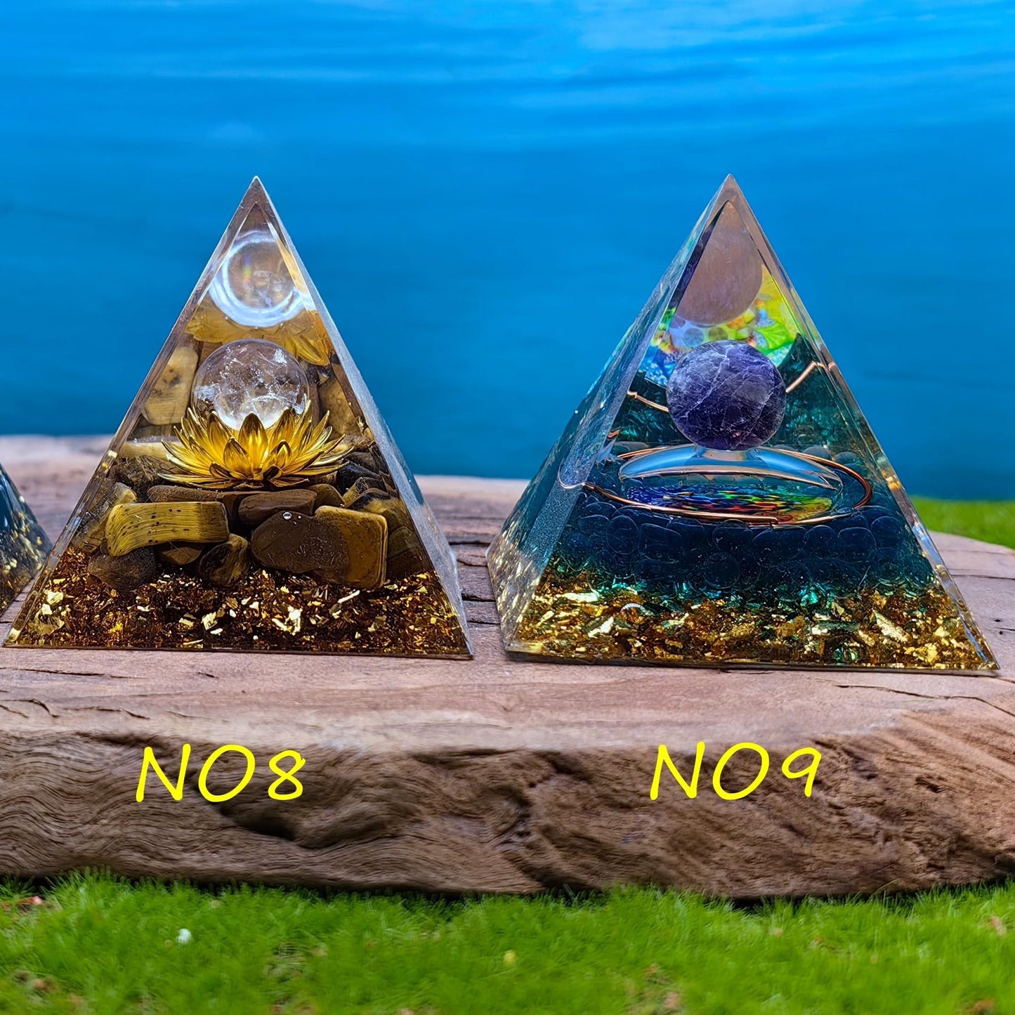 Healing Crystals Orgone Pyramid for Positive Energy, Stress Reduction, and Attracting Wealth and Luck Reduce Stress and Promote Healing with this Crystal Pyramid Home Decor (NO20,6cm)