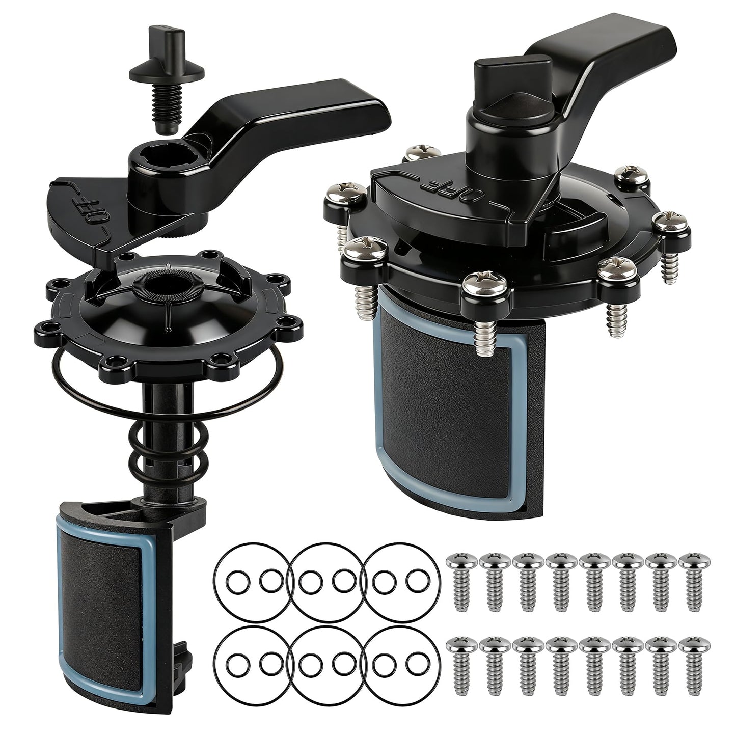 2-Port/3-Port Pool Valve Rebuild Compatible with Jandy 2-way/3-way 4717,4716,4715,1154,1157,2875,2876 Valve and Gray Includes Handle 7433,Diverter Valve 4720,Valve Cover 4606,R0547600 Screws (2 PACK)