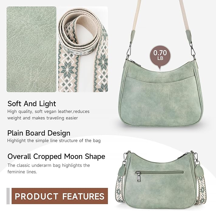 APHISON Trendy Leather Crossbody Purse with Adjustable Strap, Women's Shoulder Handbag