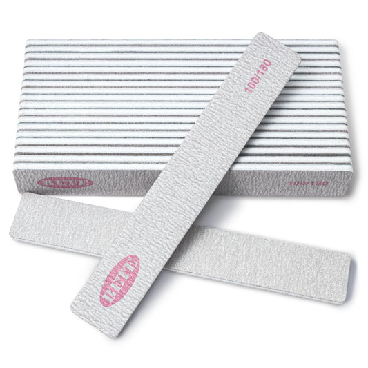 Nail File 20 PCS Professional Reusable 100/180 Grit Double Sides Washable Nail File Manicure Tools for Poly Nail Extension Gel and Acrylic Nails Tools Suit for Home Salon