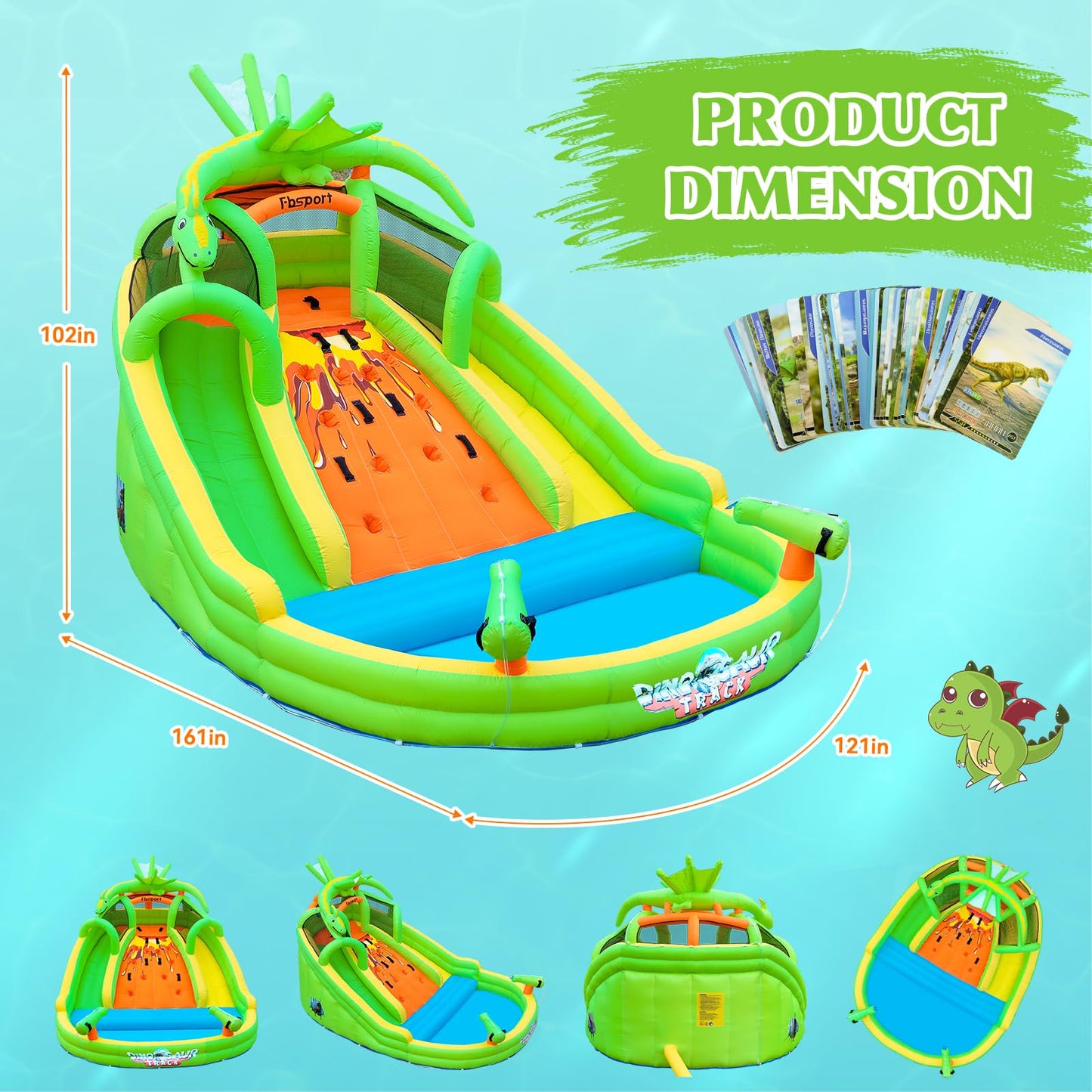 FBSPORT Inflatable Bounce House for Kids, Indoor Bounce House with Slide, Climbing, Water Guns, Bouncy Castle for Park Backyard Outdoor Indoor (with Blower)