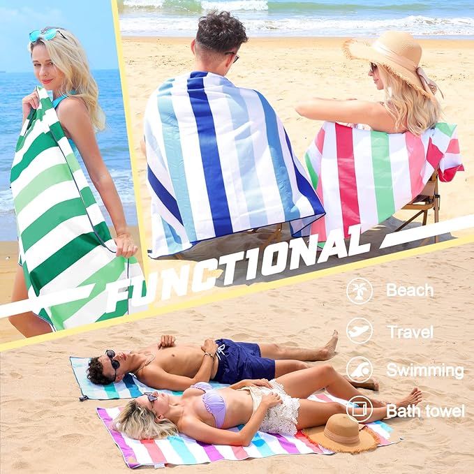 Exclusivo Mezcla 2 Pack Microfiber Quick Dry Beach Towels, Large Lightweight Sandfree Pool Towels for Swimming Camping Travel with Bag (Forest Green and Dark Purple, 30x60 Inches)