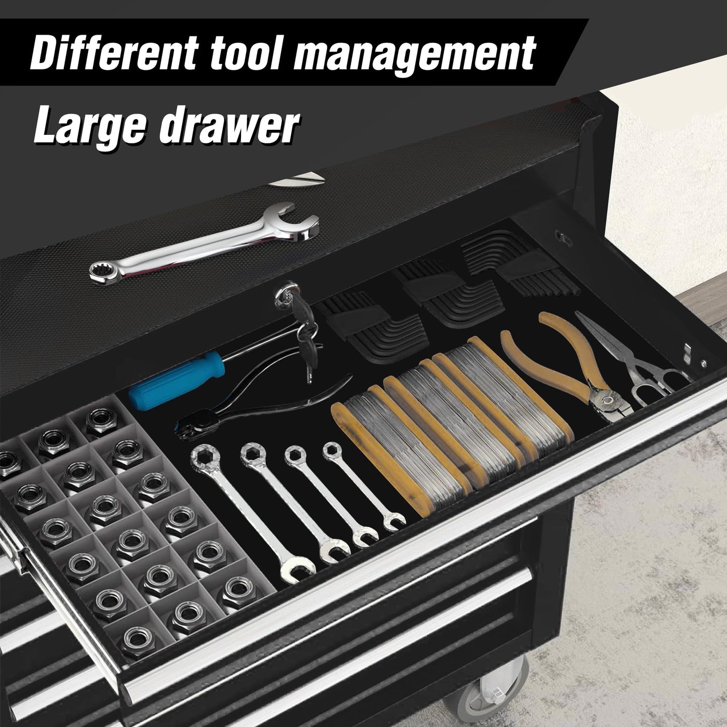 nifoti 7 Drawers Tool Cart on Wheels, Multifunctional Rolling Storage Tool Chest,Drawers Rolling Tool Trolley Organizer Case for Garage,Warehouse,Workshop,Repair Shop (7 Drawers - Black)