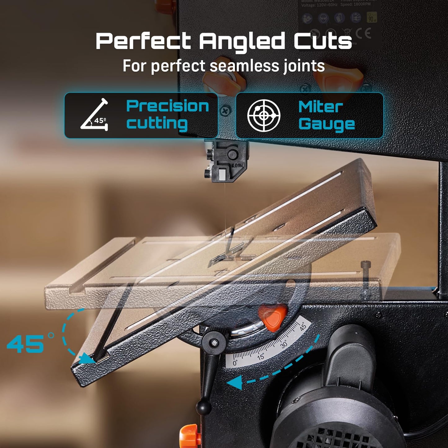 SEESII Benchtop Band Saw for Woodworking: 3A-120V Bandsaw with 8" Cutting Width, Max 3-1/8" Cutting Height, Band Saws with 0-45° Tilting Worktable&Miter Gauge&Double-Sided Fence for Detailed Woodwork