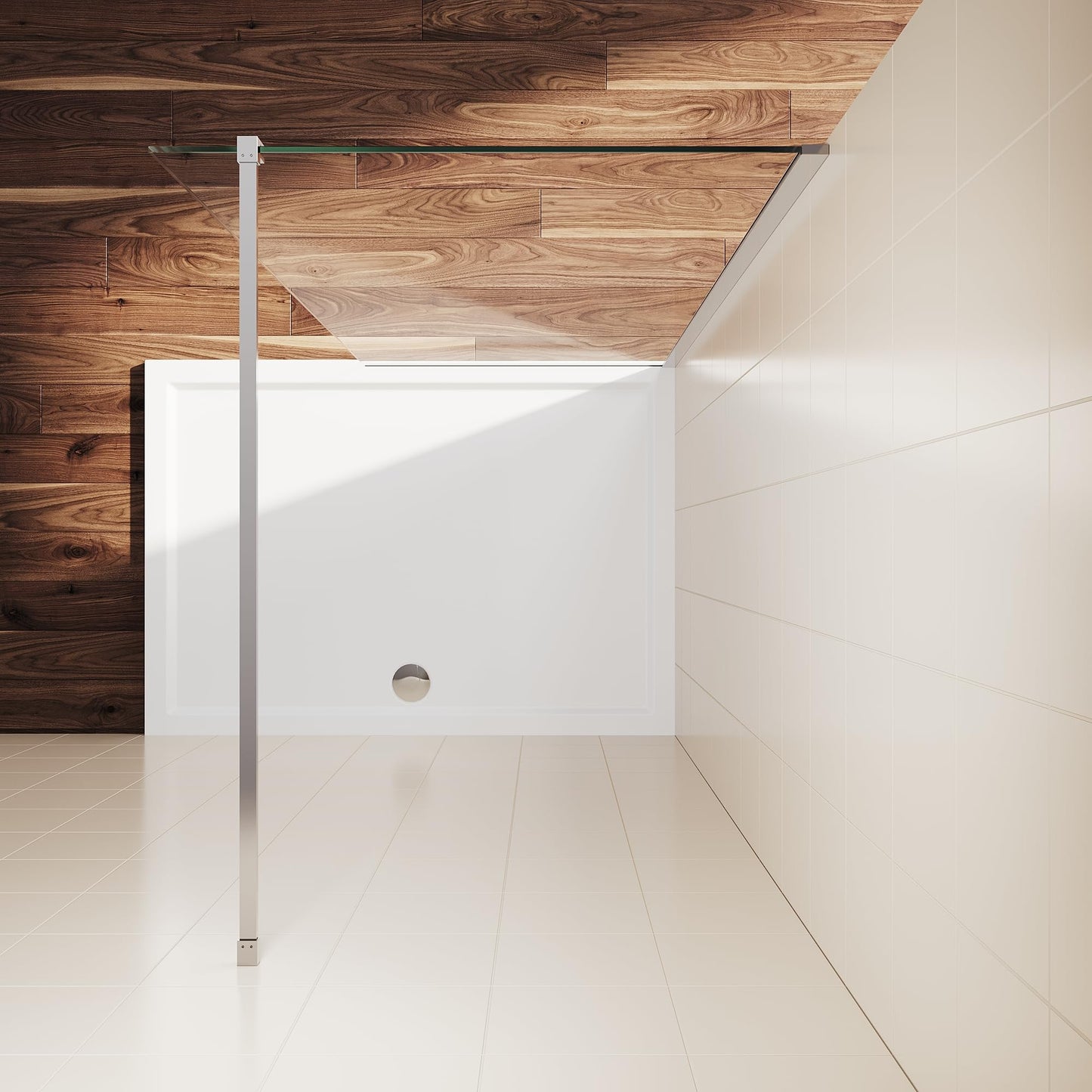 SUNNY SHOWER 30" W x 74" H Walk In Shower Door 5/16" Tempered Shower Glass Door Frameless Shower Glass Door with Support Bar, Chrome Finish