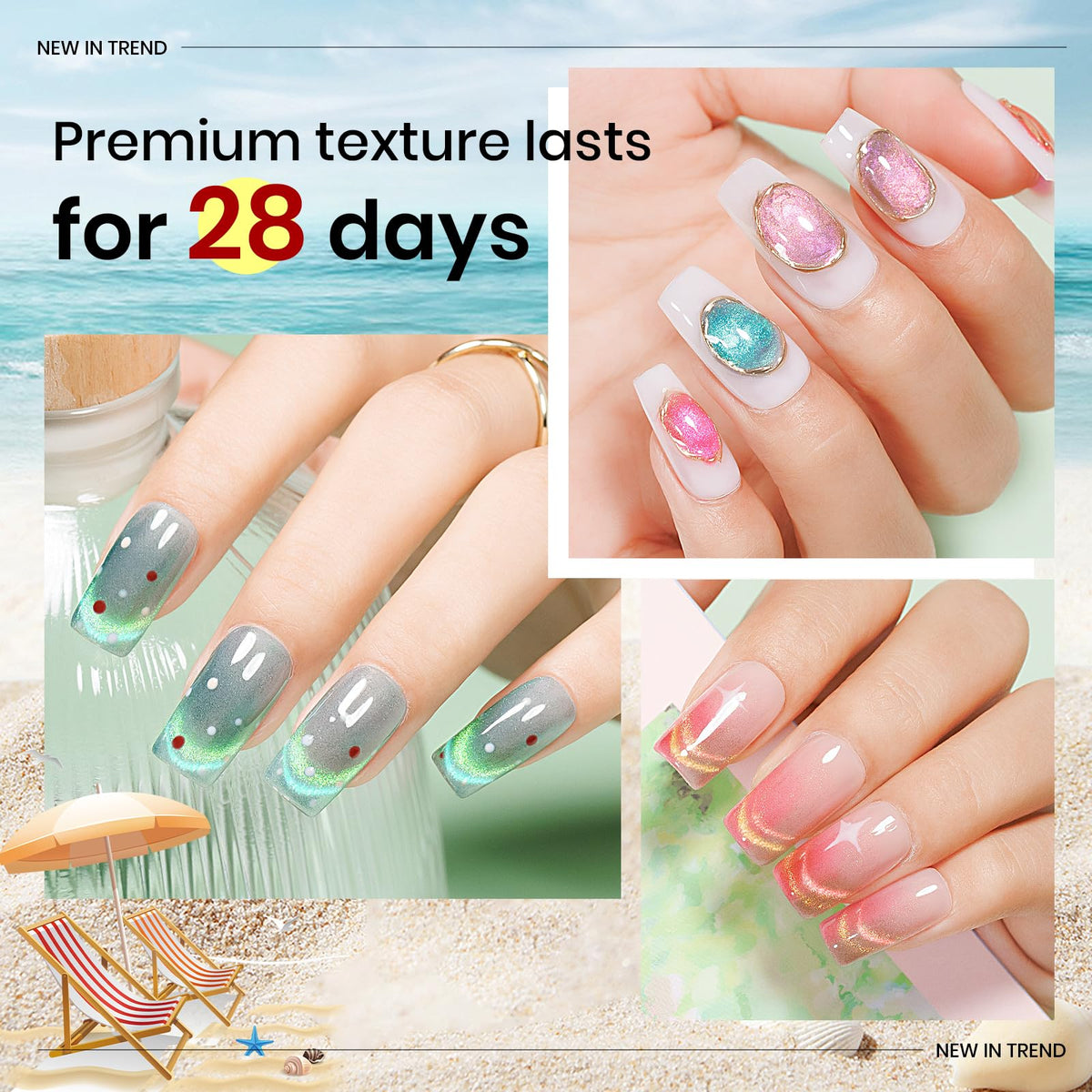 MIZHSE Cat Eye Gel Polish Set, 6 Colors Holographic Magnetic Gel Polish Set with Magnet Stick, Glitter Pink Green Blue Purple Magnetic French Nails Nail Polish Kit Gift Set for Women