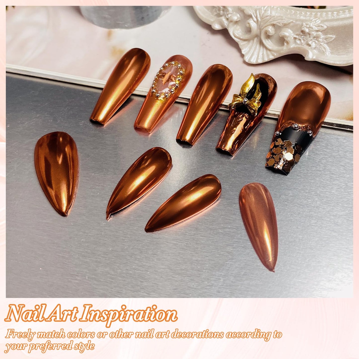 FNNZ Chrome Nail Powder, Metallic Nail Powder Pigment Premium Mirror Effect Salon Nail Art Glitter Dust for Valentines Gel Polish Decoration Home DIY Nail Manicure Supplies - Autumn Grove