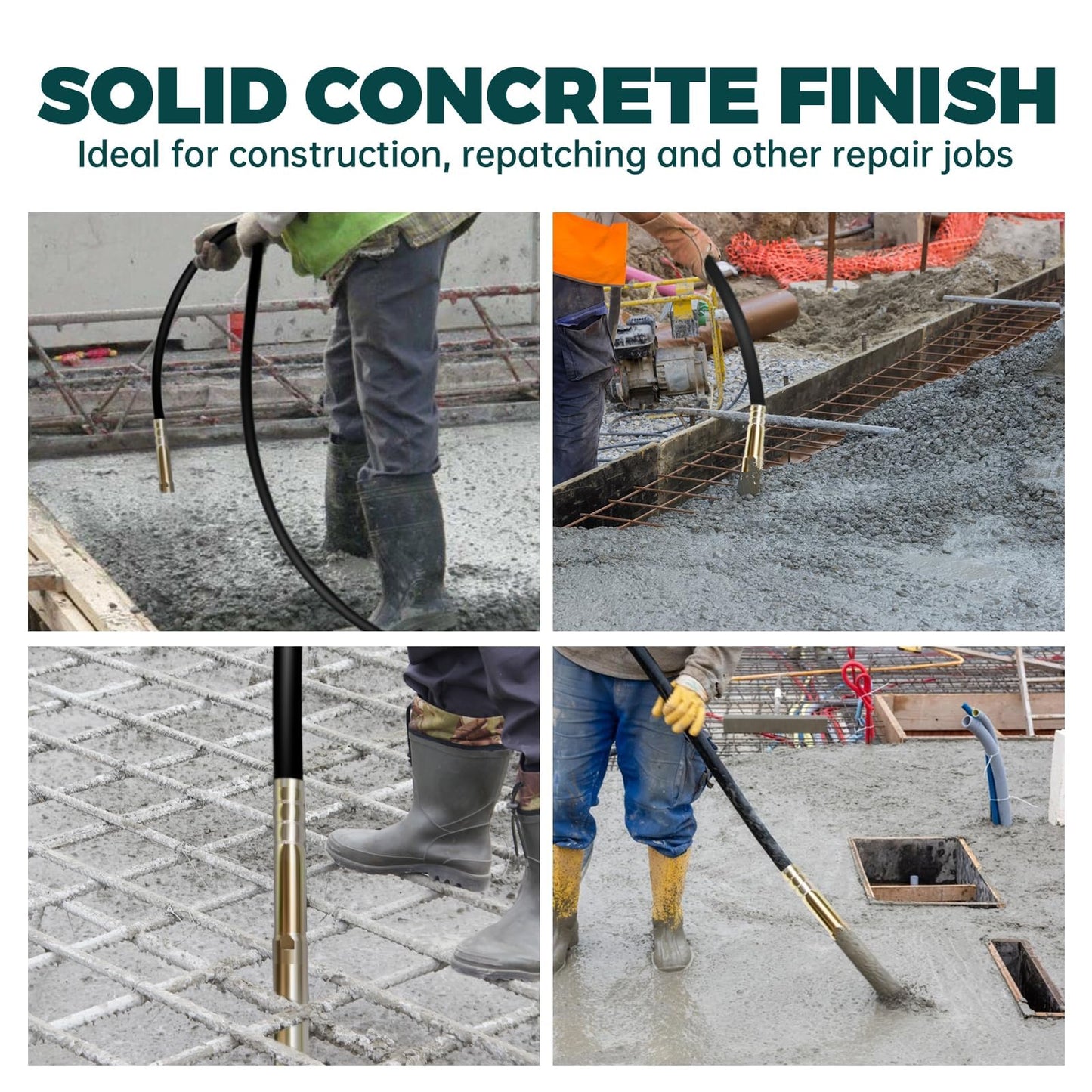 Vohala Concrete Vibrating Tool, 2.6HP 2000W 18,000 RPM Electric Concrete Vibrator Handheld, Portable Construction Insertion Vibrator with 14.75ft Shaft, Ideal for Removing Air Pockets & Smoothing