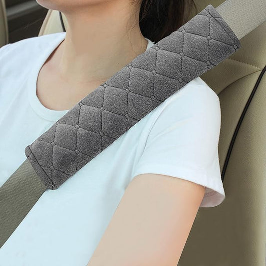 Amooca Soft Auto Seat Belt Cover Seatbelt Shoulder Pad Cushions 2 PCS for a More Comfortable Driving Universal Fit for All Cars and Backpack Dark Gray