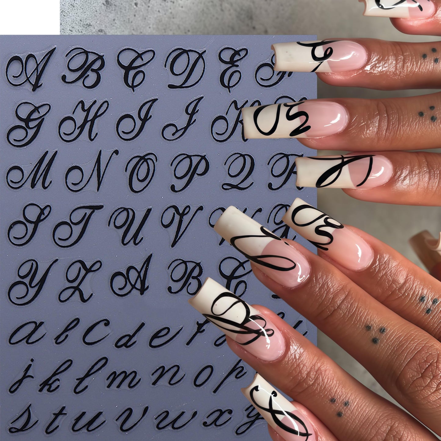 8 Sheets Letters Nail Art Stickers English Alphabet Nail Decals 3D Self-Adhesive Old English Alphabet Nail Art Stickers Black Red Gold Blue Letters Sticker for Nails for Women DIY Manicure Decoration