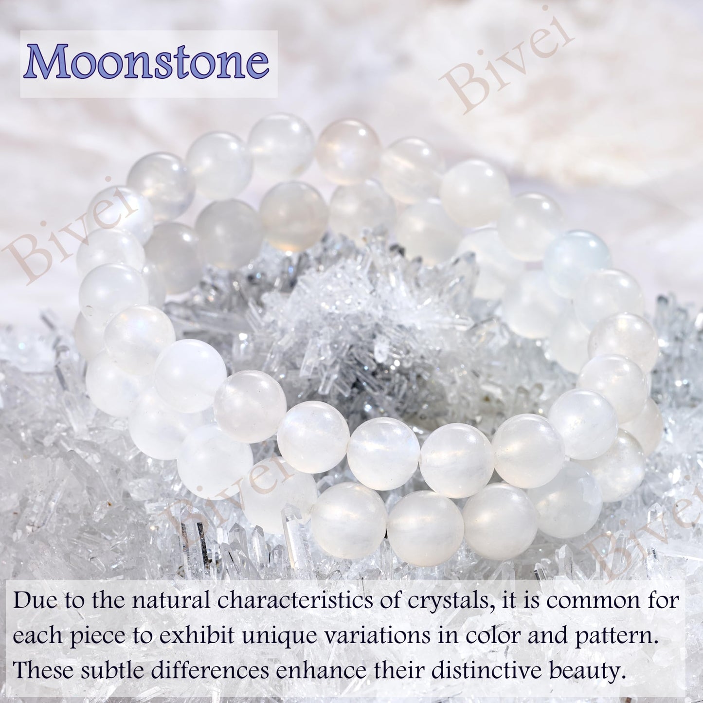 Moonstone - Intuition - 8mm Beaded Bracelets for Women Handmade Semi Precious Natural Stone Stretch Elastic Jewelry Yoga Protection Gifts