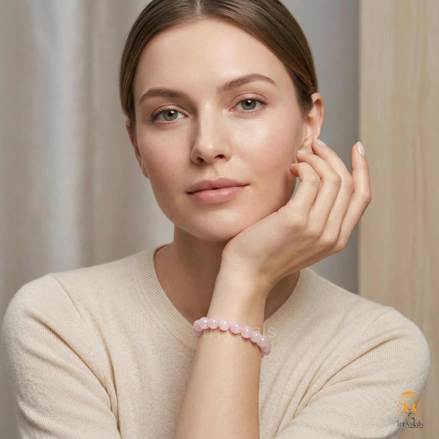 Trrystals Rose Quartz Bracelet for Men & Women | Natural 8mm Healing Crystal Beads | Love, Self Love, Emotional Healing & Relationship Harmony Stone Bracelet | Meditation Yoga Spiritual Jewelry.